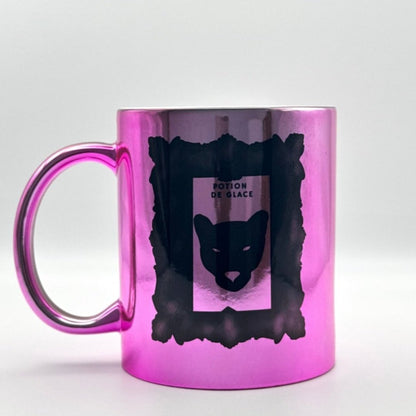 Mug Midnight Feline con design di pantera nera, tazza in ceramica con logo Potion De Glace